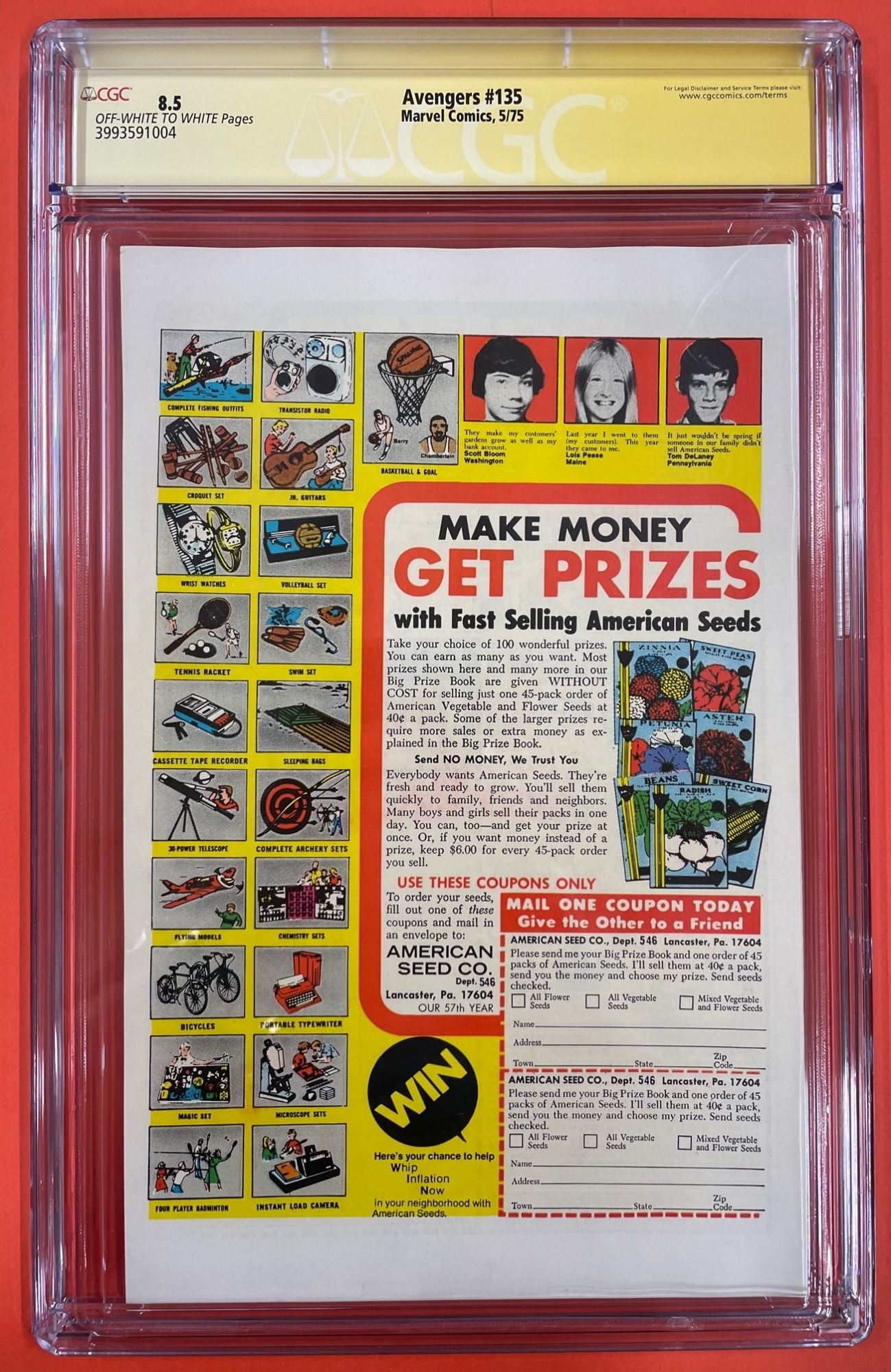 Avengers #135 (May 1975), 8.5 VF+ CGC Signed Steve Englehart