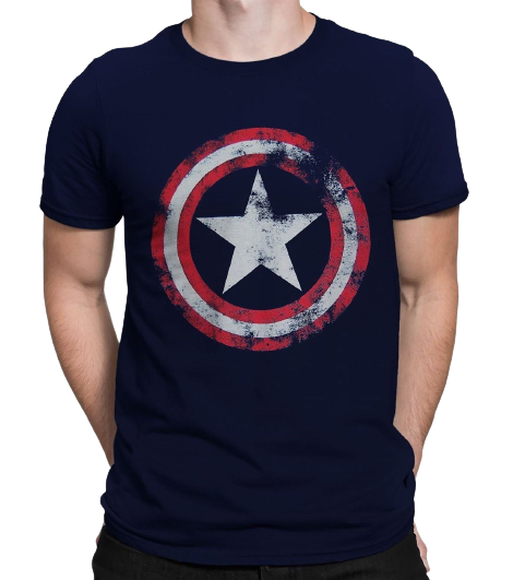 Captain America Distressed Shield Navy T-Shirt