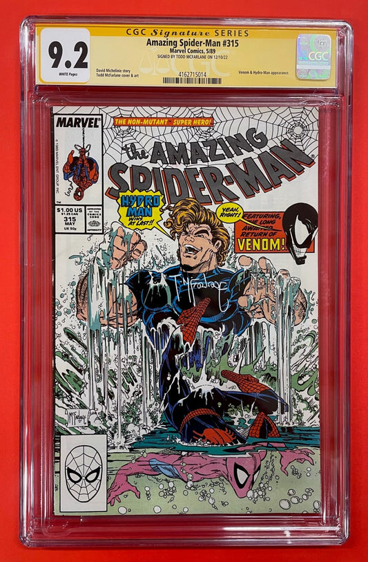 Amazing Spider-Man #315 (May 1989), 9.2 NM-, CGC Signed by Todd McFarlane