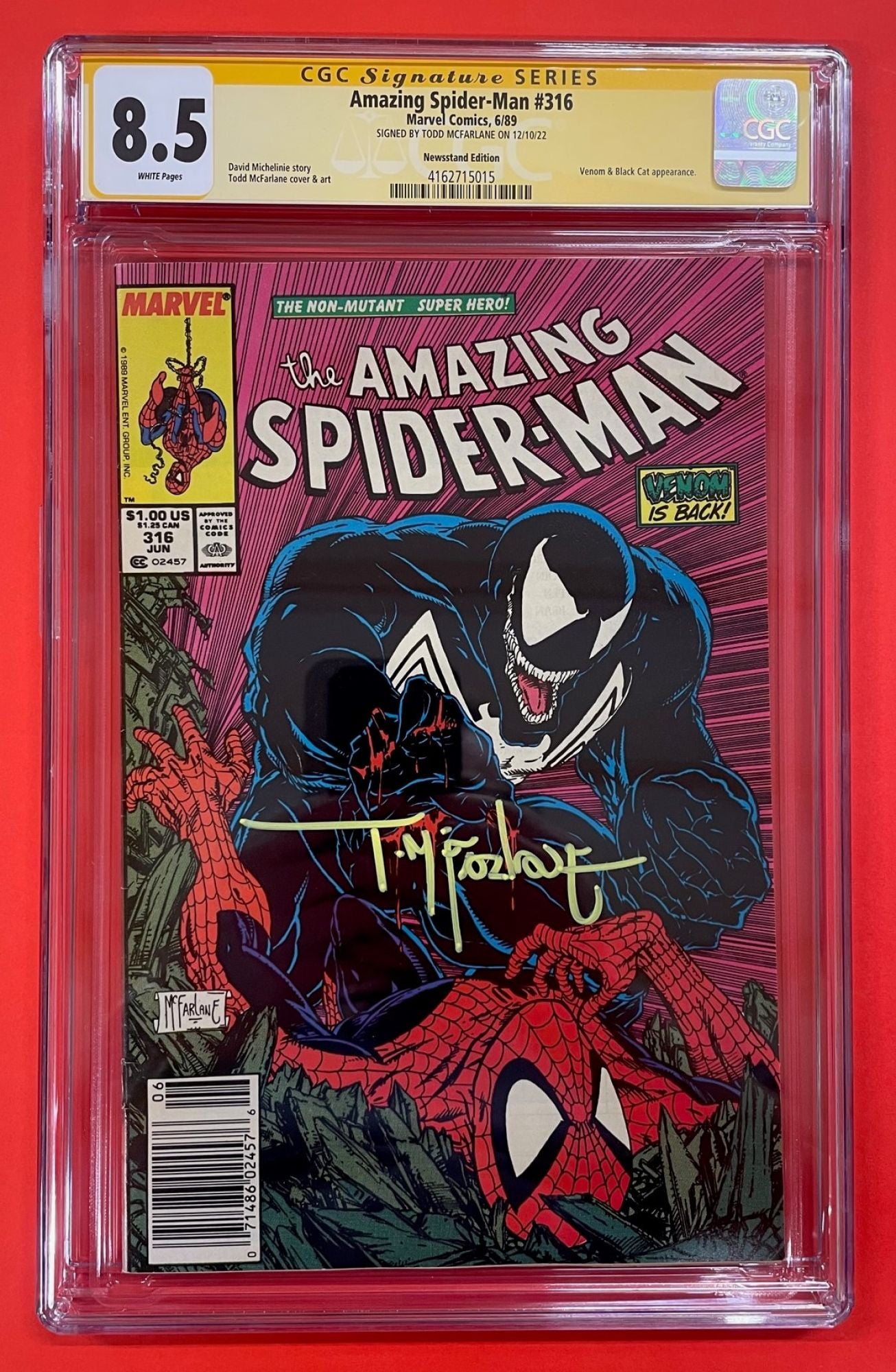 Amazing Spider-Man #316 (Jun 1989), 8.5 VF+ Newsstand, CGC Signed by Todd McFarlane