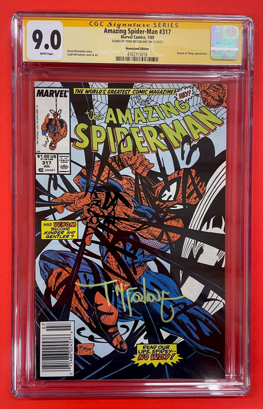 Amazing Spider-Man #317 (Jul 1989), 9.0 VF/NM Newsstand, CGC Signed by Todd McFarlane