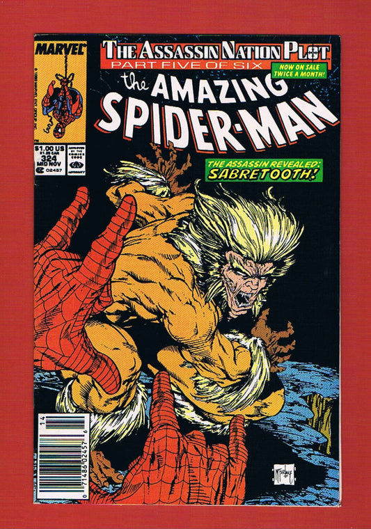 Amazing Spider-Man #324 (Nov 1989), 8.0 VF Newsstand Mark Jewelers Insert