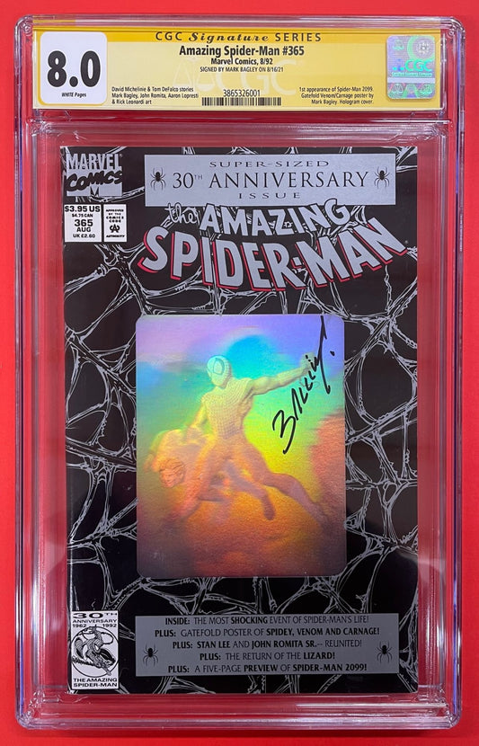 Amazing Spider-Man #365 (Aug 1992), 8.0 VF CGC Signed by Mark Bagley