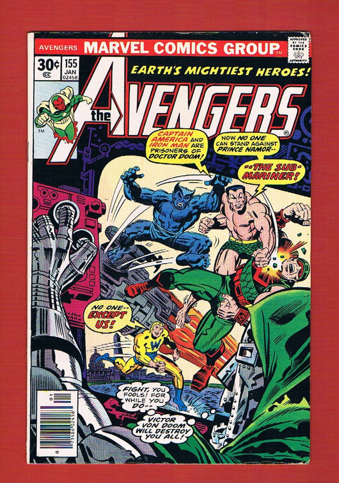 Avengers #155 (Jan 1977), 7.5 VF- Newsstand