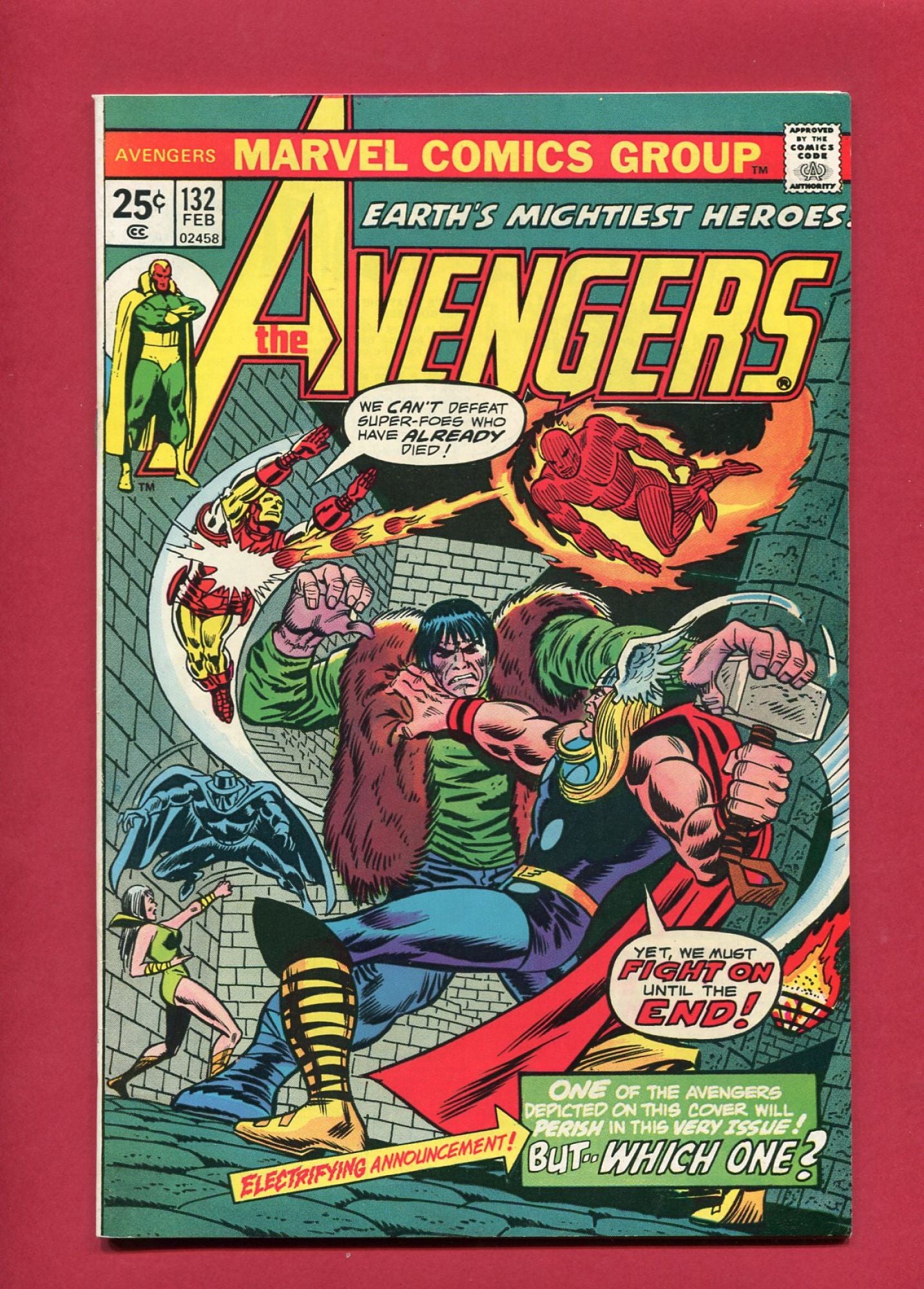 Avengers #132 (Feb 1975), 8.5 VF+