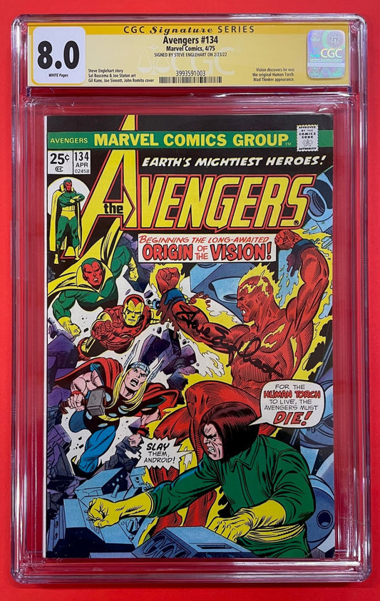 Avengers #134 (Apr 1975), 8.0 VF CGC Signed Steve Englehart