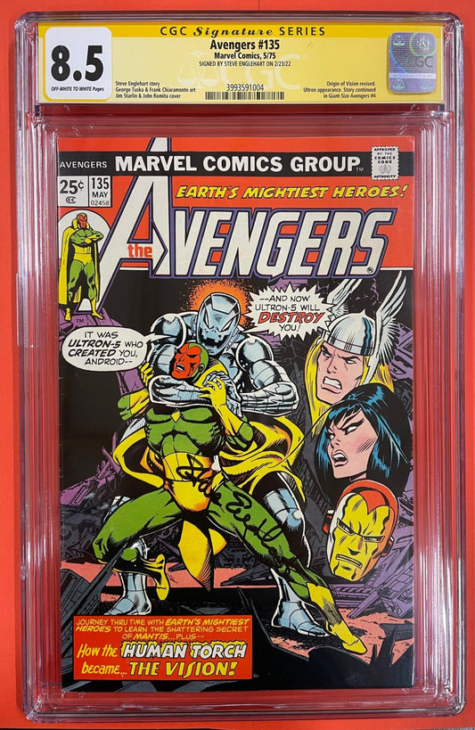 Avengers #135 (May 1975), 8.5 VF+ CGC Signed Steve Englehart
