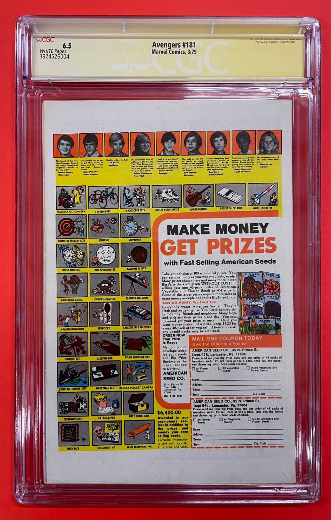 Avengers #181 (Mar 1979), 6.5 FN+ CGC Signed George Perez