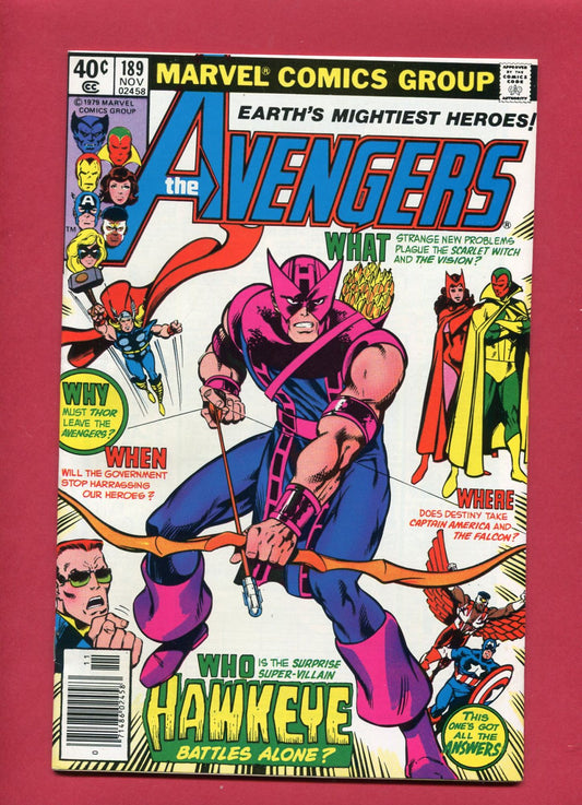 Avengers #189 (Nov 1979), 8.5 VF+ Newsstand