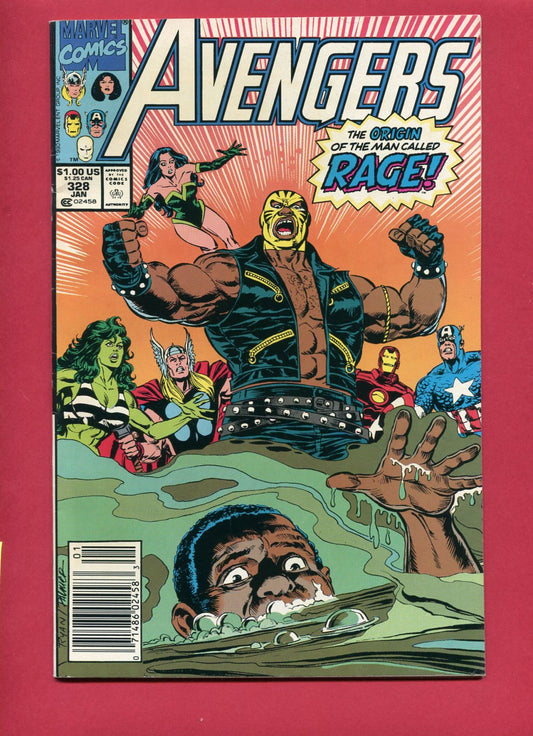 Avengers #328 (Jan 1991), 7.5 VF- Newsstand