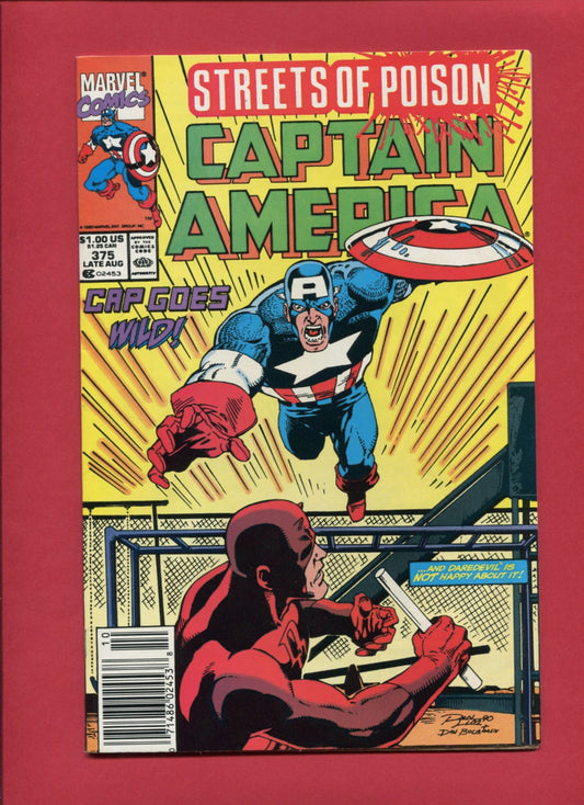 Captain America #375 (Aug 1990), 8.5 VF+ Newsstand