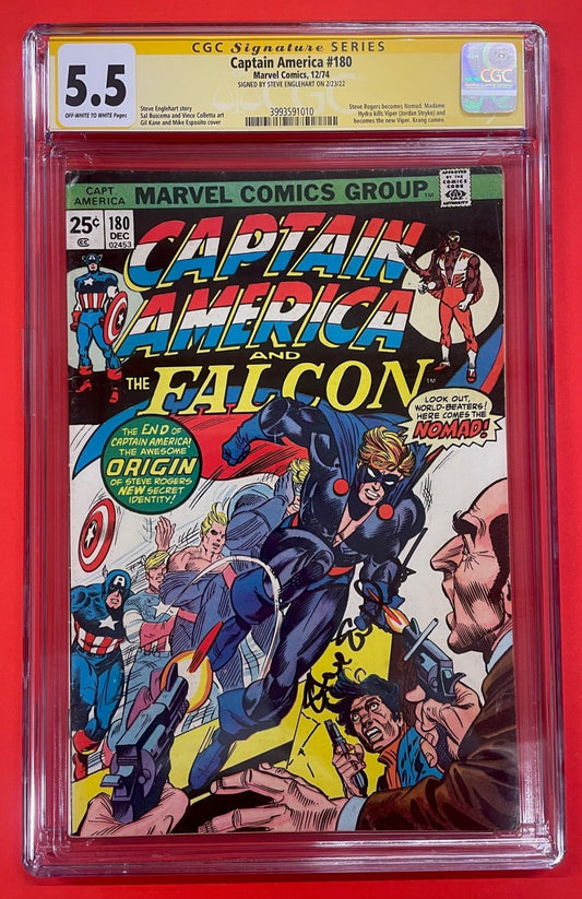 Captain America #180 (Dec 1974), 5.5 FN- CGC Signed Steve Englehart
