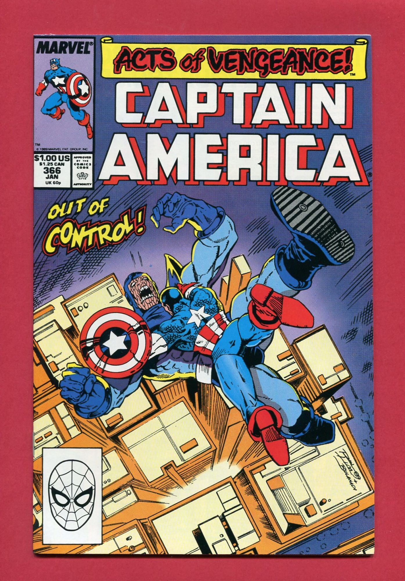 Captain America #366 (Jan 1990), 9.2 NM-