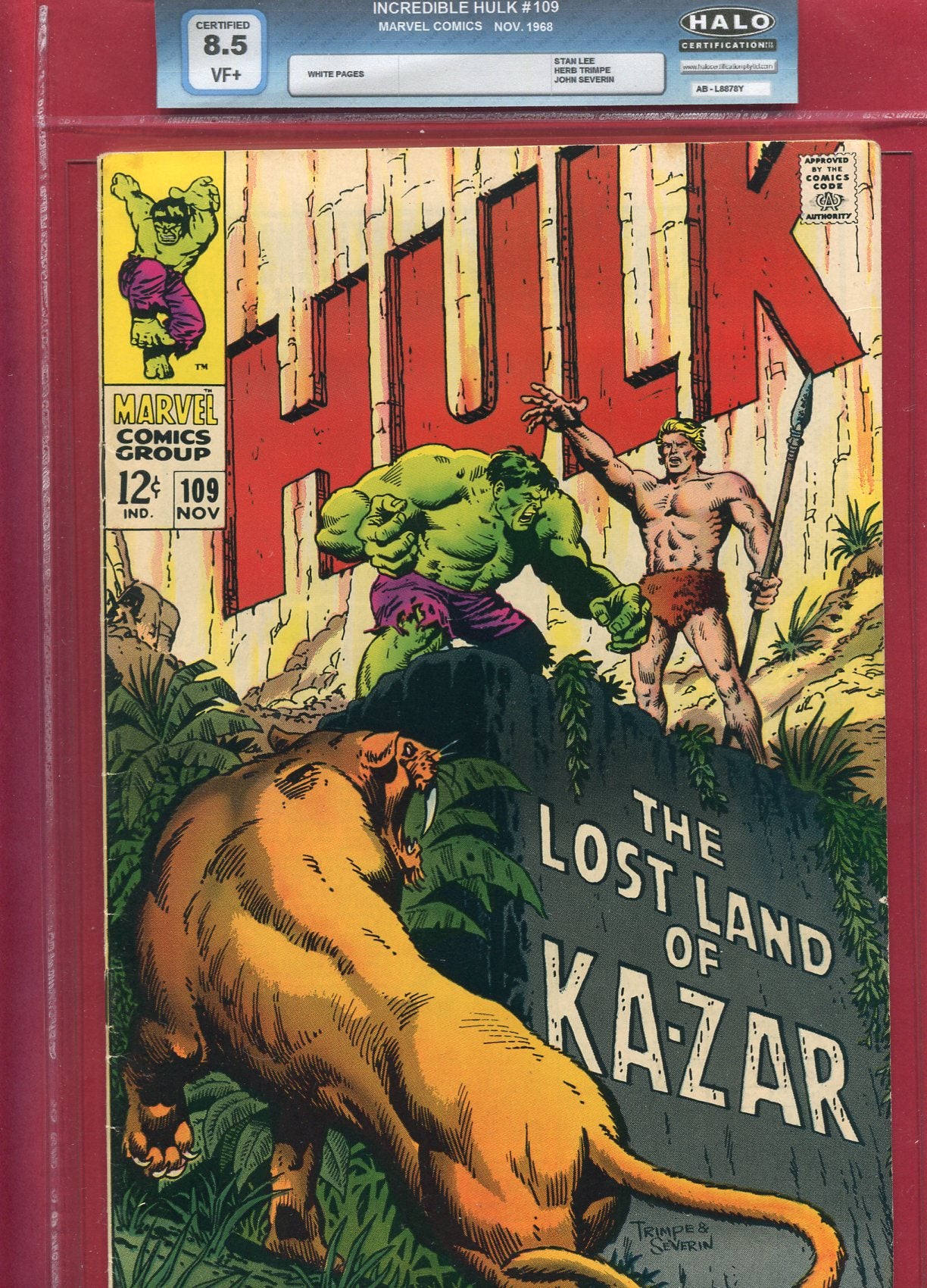 Incredible Hulk #109 (Nov 1968), 8.5 VF+ Halo Soft Slab