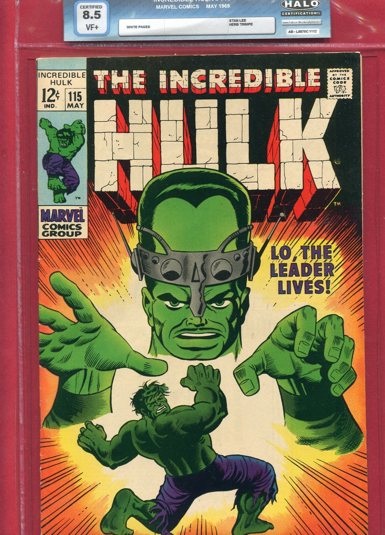 Incredible Hulk #115 (May 1969), 8.5 VF+ Halo Soft Slab