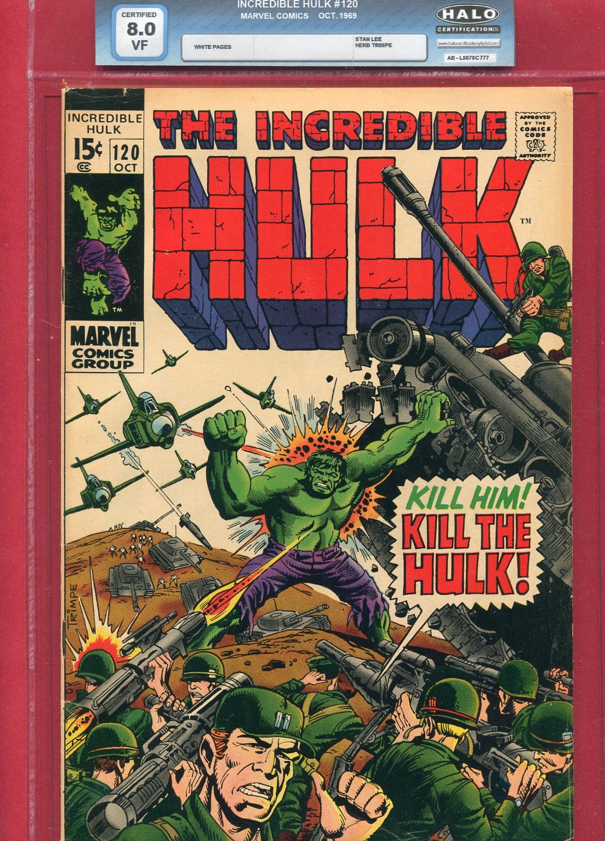 Incredible Hulk #120 (Oct 1969), 8.0 VF Halo Soft Slab