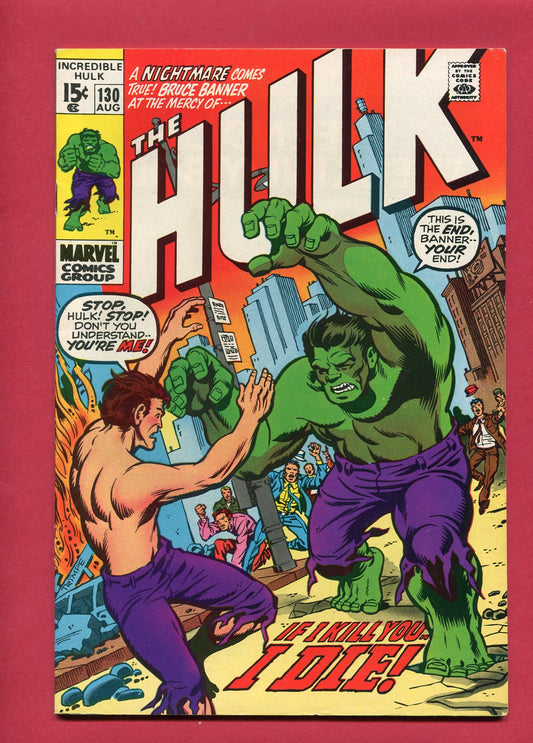 Incredible Hulk #130 (Aug 1970), 8.5 VF+