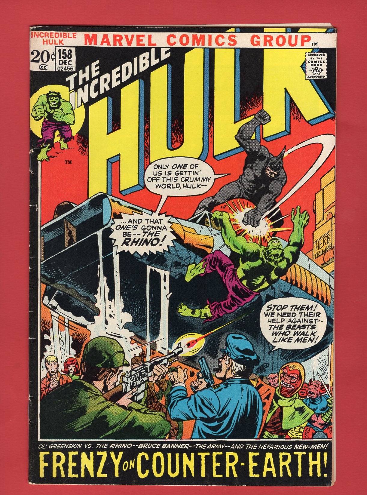 Incredible Hulk #158 (Dec 1972), 5.0 VG/FN
