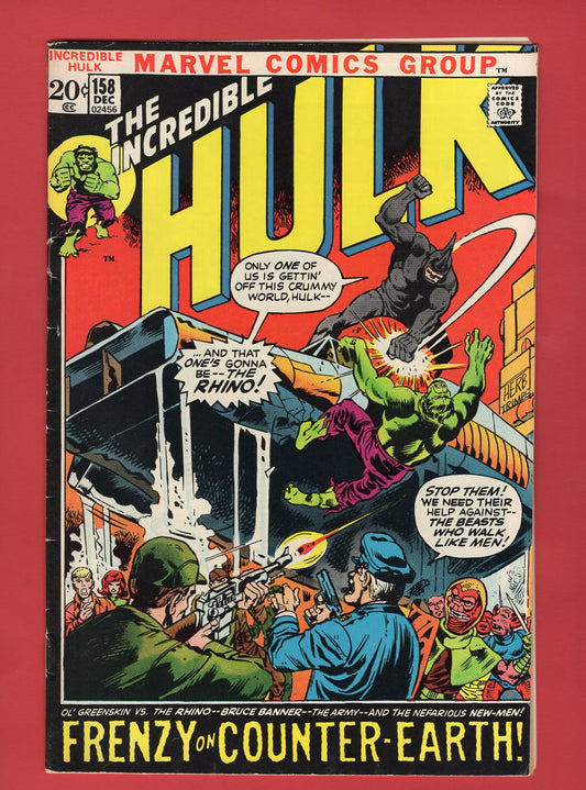 Incredible Hulk #158 (Dec 1972), 5.0 VG/FN