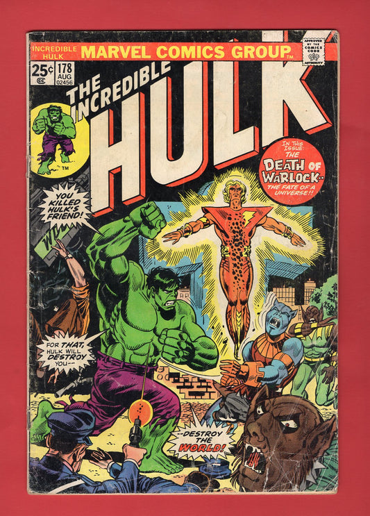 Incredible Hulk #178 (Aug 1974), 3.0 GD/VG