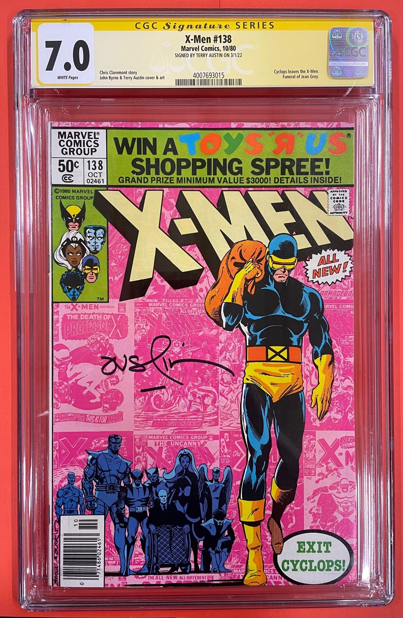 X-Men #138 (Oct 1980), 7.0 FN/VF, CGC Signed Terry Austin